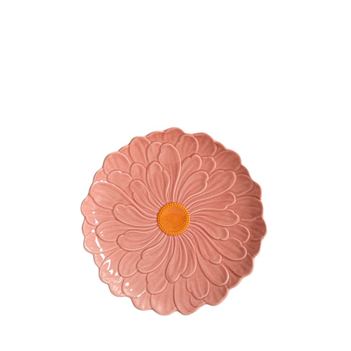 Farfurie RASSET desert cu floare roz 20 cm HOMLA