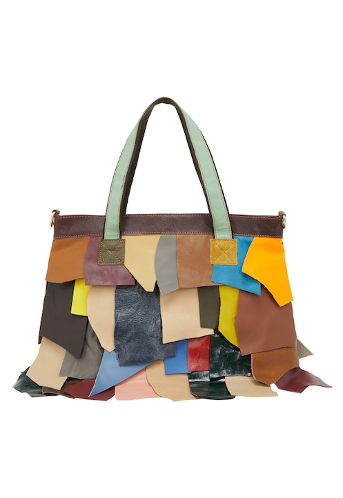 Geanta tote Joella, verde, din piele, dimensiune unica, cu buzunar interior si inchidere cu fermoar