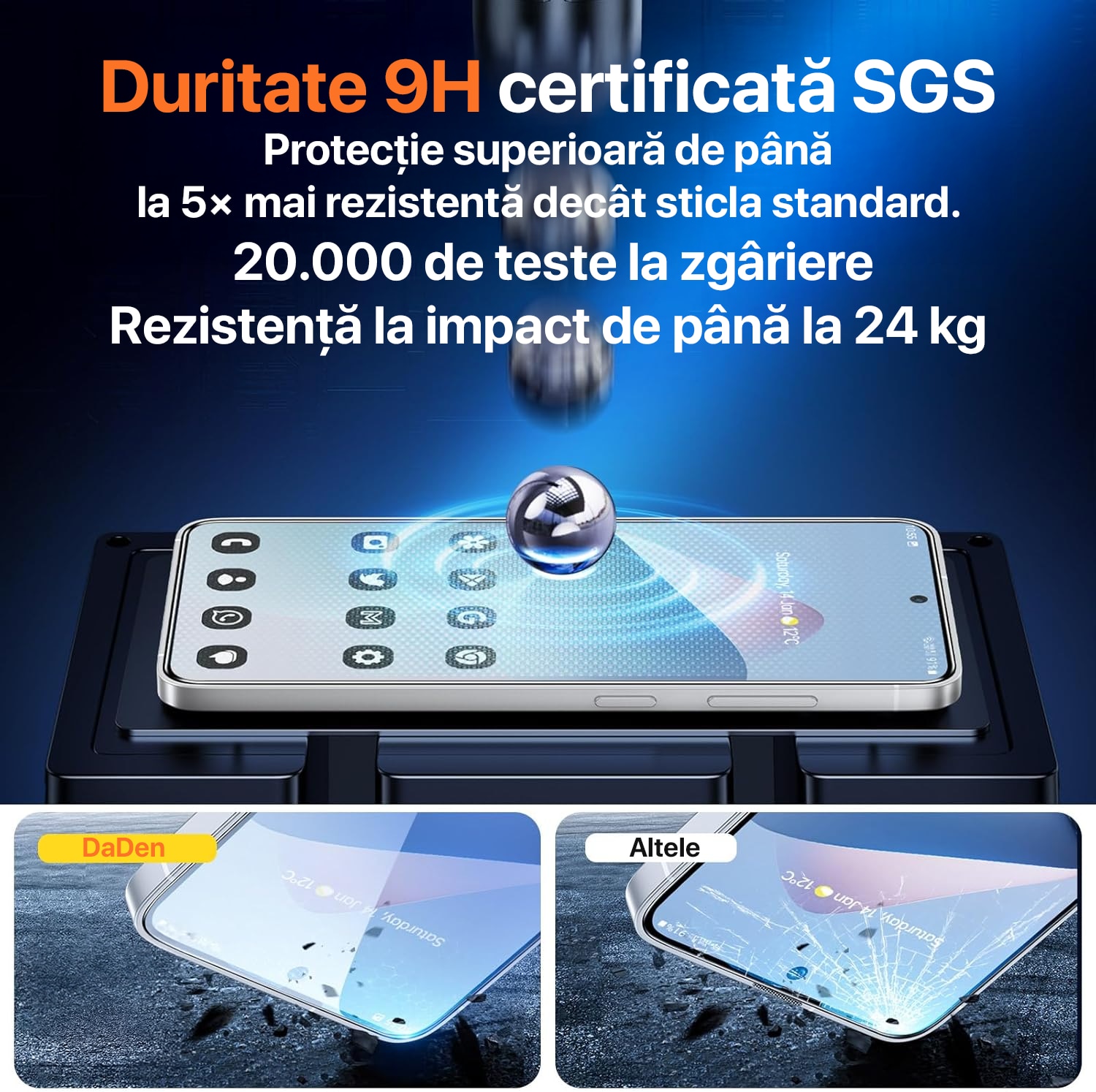 Folie sticla Samsung Galaxy S26 Ultra DaDen, 9H, Full Cover, Full Glue, Antisoc, HD Clear, Antiamprenta, Compatibila amprenta, Instalare usoara