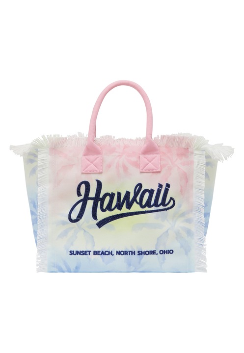 Joella táska, rózsaszín, egy méret, trópusi mintás rojtokkal