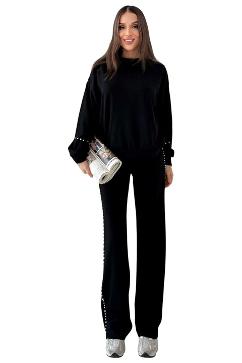 Ежедневен комплект Ваня, от две части с апликации, Черен