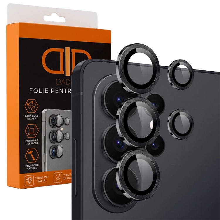 Folie protectie camera pentru Samsung Galaxy S26 Ultra Daden, Aplicator automat, Anti zgarieturi, Antisoc, Instalare usoara, Protectie premium, Negru
