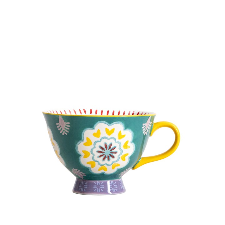 Cana SHILLA pictata manual cu ureche galbena 0,4 l HOMLA