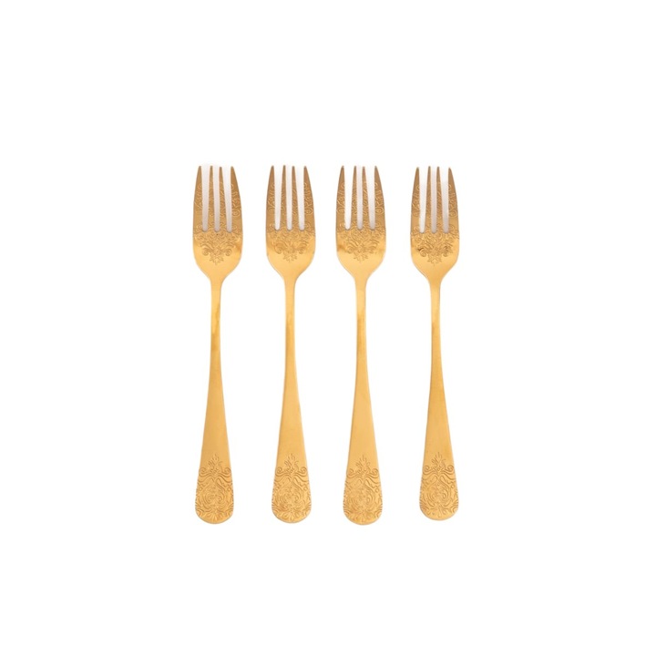 Комплект от 4 широки десертни лъжици REGALIA, златни, от неръждаема стомана