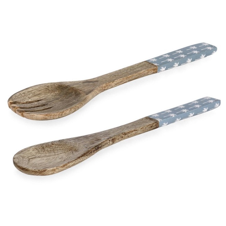 Set 2 linguri servire salata lemn mango maro email Keran 6,5x1x28h