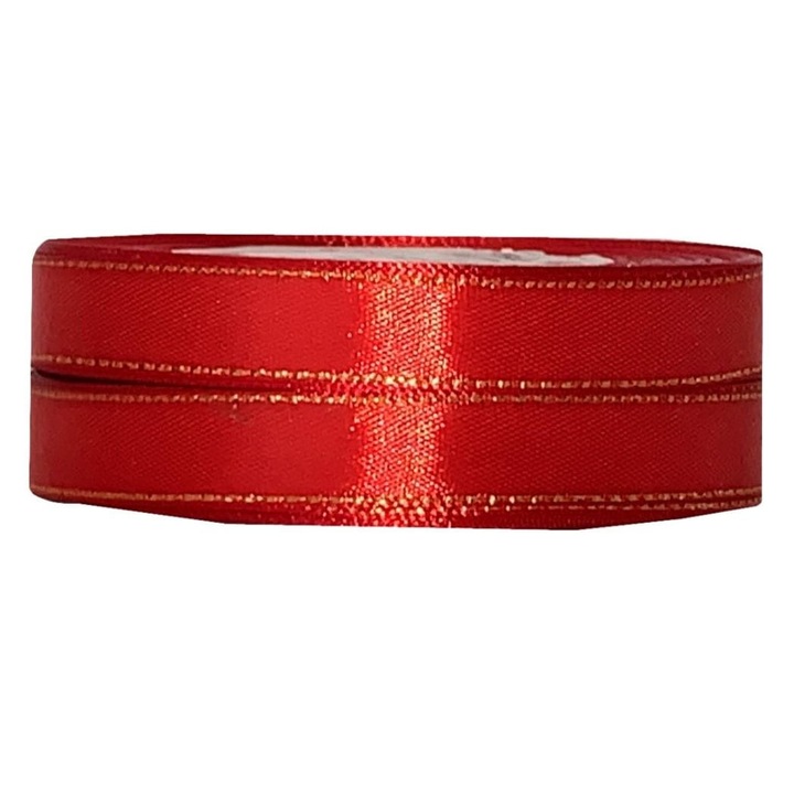 Сатенирана панделка Kufer 25 мм, 22 метра, златна