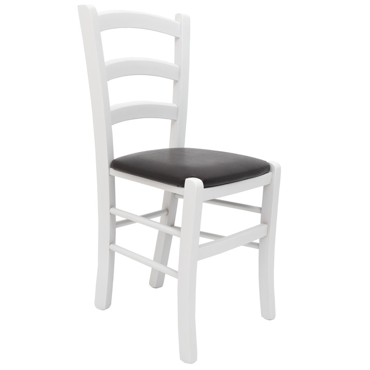 Scaun Paesana, fehér keret, wenge műbőr, 43x45x88cm