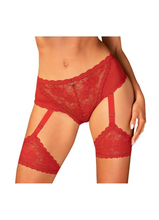 Szexi bugyi harisnyatartóval, Luka, Belovya, elegáns csipke, érzéki megjelenés, piros