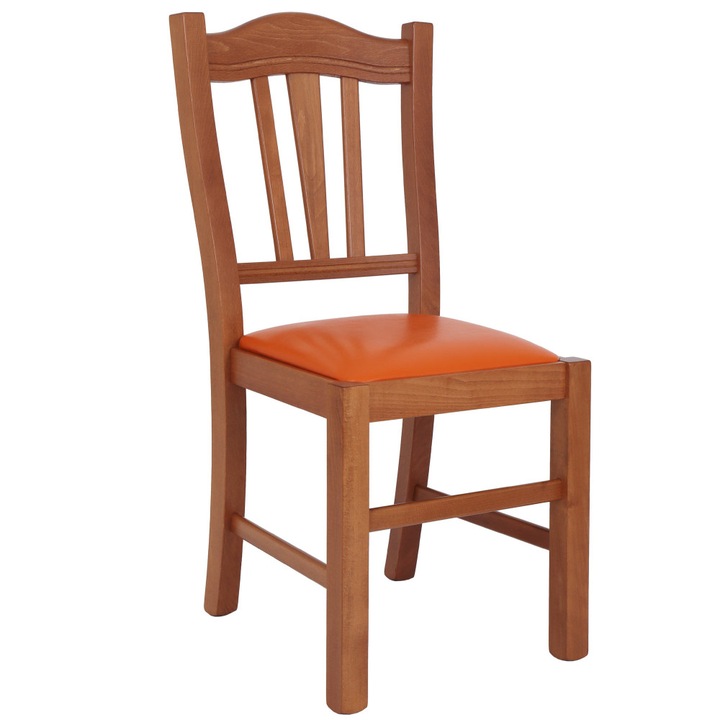 Szék Silvana, cseresznye keret, narancssárga műbőr, 95x44x50cm