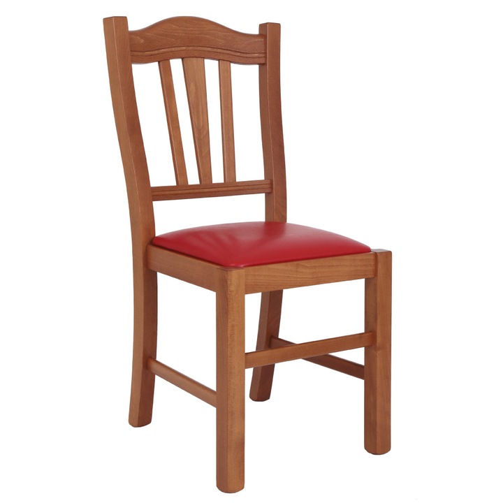 Kárpitozott szék Silvana, cseresznye keret, piros műbőr, 95x44x50cm