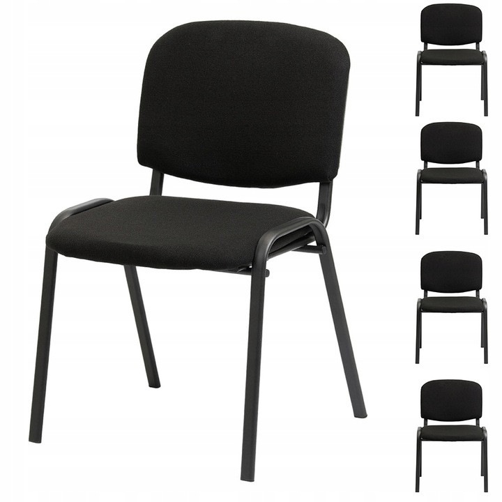 Set de 4 scaune de conferință ISO, Bankietowo, negru, tapitate, cu cadru din oțel