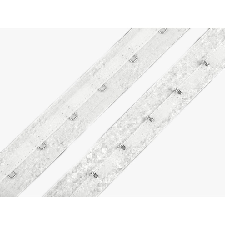 Fűzőzáró rendszer, pamut, 25 mm, Kufer, fehér, 1 m