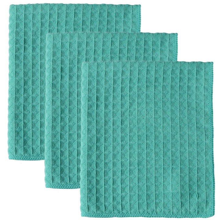 Set 3 prosoape din microfibra, 40x48cm, foarte absorbante, verzi