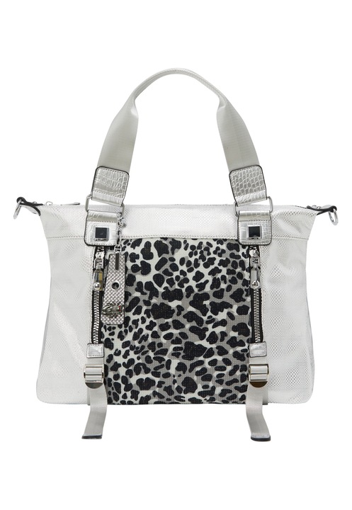 Joella női táska, strukturált design, párduc mintás, ezüst, one size