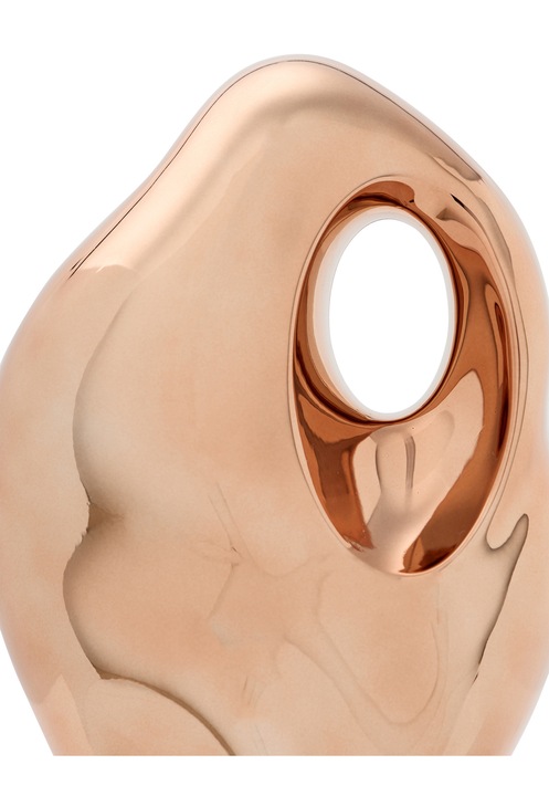 Vazon sculptural Joella, marime unica, culoare cupru, design organic, set cu lant si inchidere decorativa