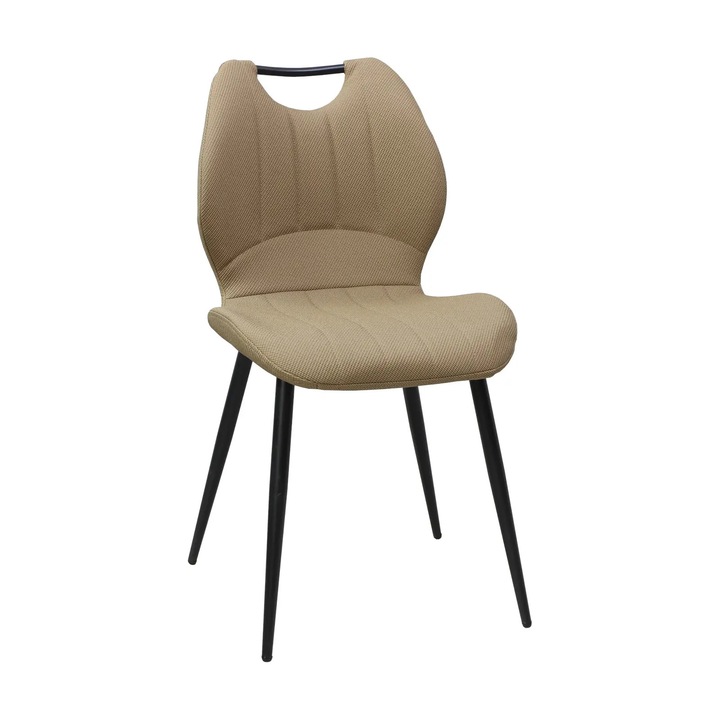 Scaun Topra bej, tapiterie piele ecologica, picioare metalice