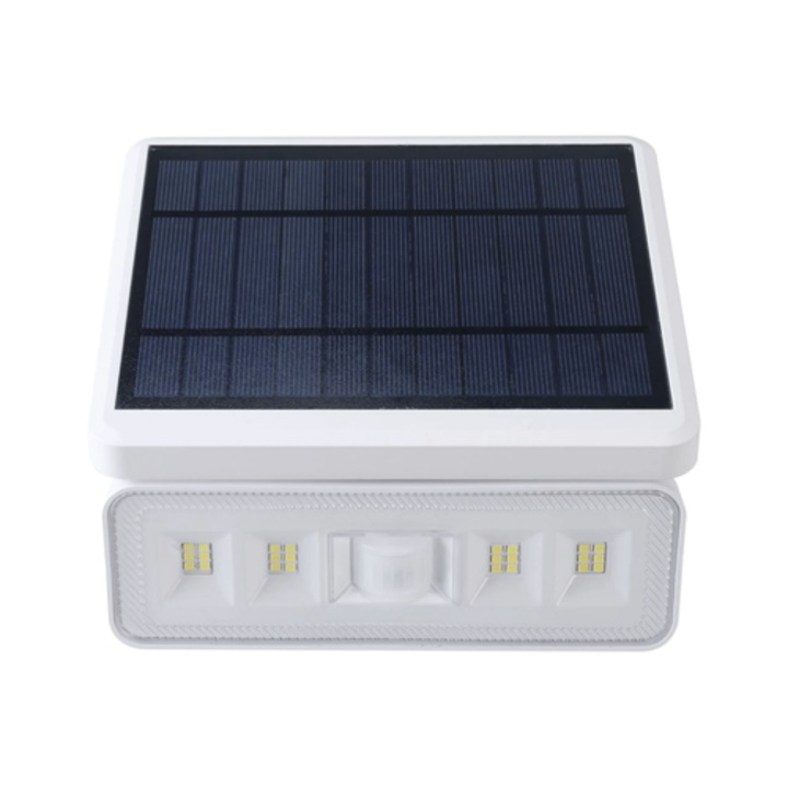 Proiector solar cu LED Hoff, 8 W, 1000 lm, lumina rece, alb, IP54, exterior, 20.000 ore, autonomie 20 ore