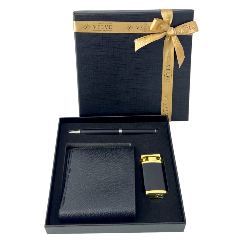 Set cadou barbati portofel piele ecologica, pix elegant si