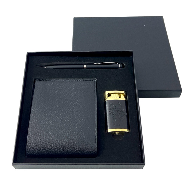 Set cadou barbati portofel piele ecologica, pix elegant si