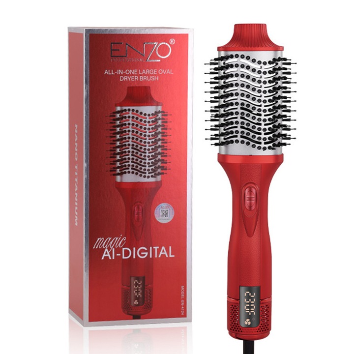 Perie Electrica de Par ENZO Profesionala 1500W, cu Aer Cald, Tehnologie Ionica pentru Reducerea Electrizararii, 3 Trepte de Temperatura, Design Ergonomic, Coafare Rapida, Netezire si Volum pentru Toate Tipurile de Par