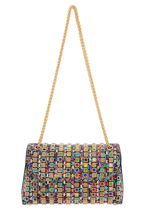 Geanta de dama Joella, aurie, dimensiune unica, cu detalii decorative si curea din lant