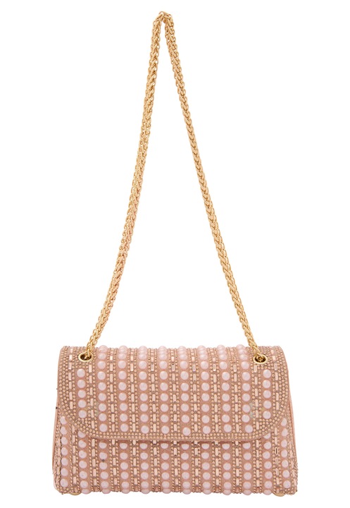 Joella női táska, fedéllel, texturált dizájn, arany színű, one size