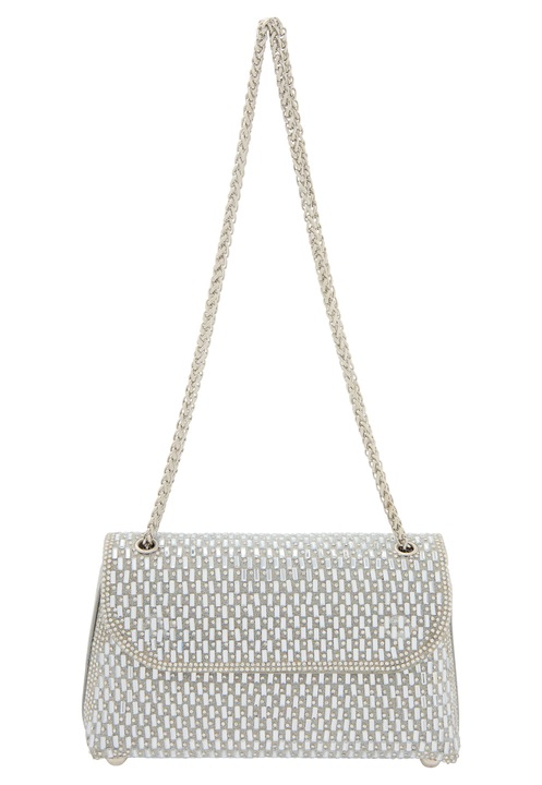 Joella női táska, ezüst, egy méret, gyöngyös részletekkel