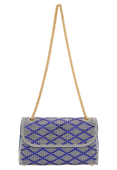 Női táska, Joella, kék, egy méret, PU anyag, texturált mintázatú design.