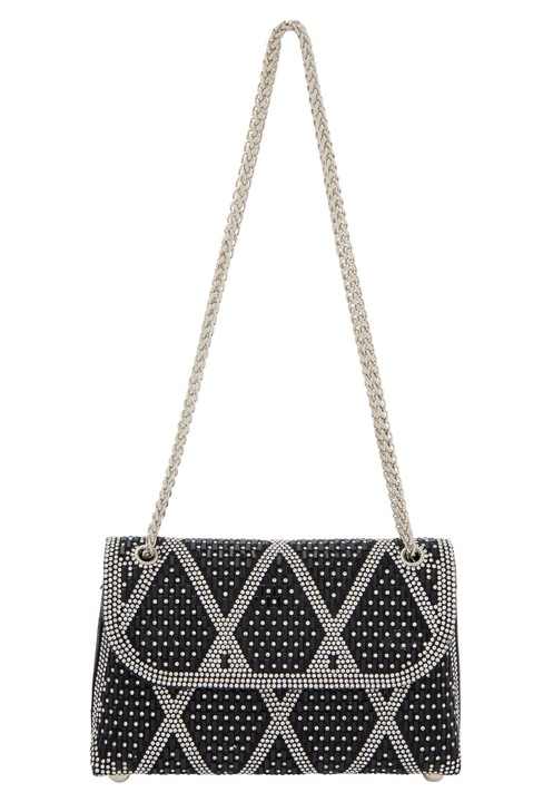 Joella női táska, fekete, egy méret, strukturált design, csillogó részletekkel