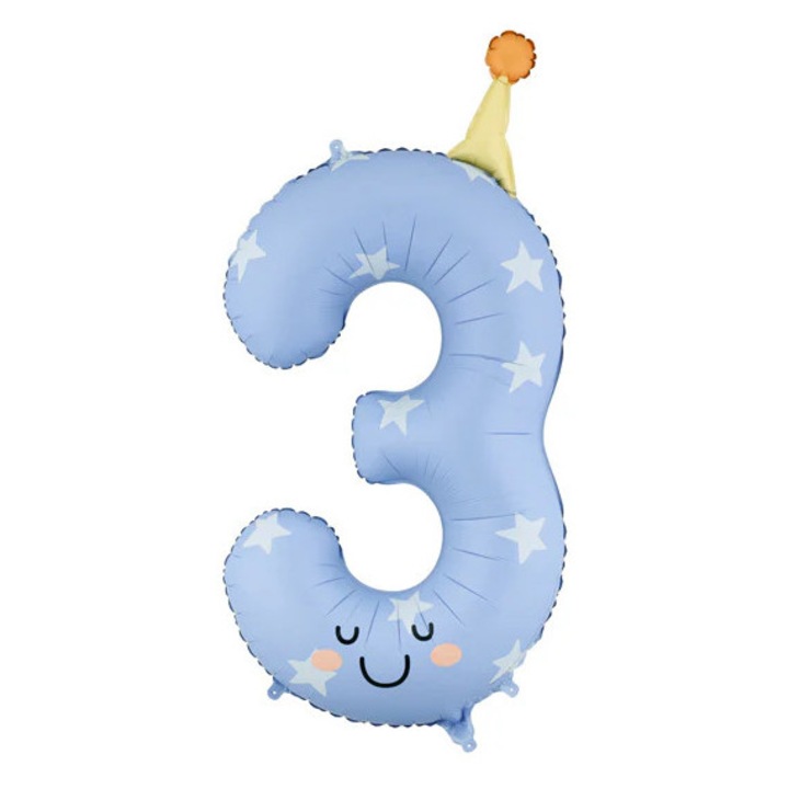 Balon folie Cifra 3 Albastru (86 cm)