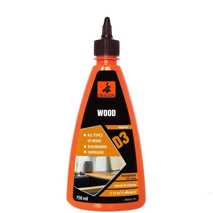 Dragon D3 fa ragasztó, 750 ml, átlátszó, folyékony