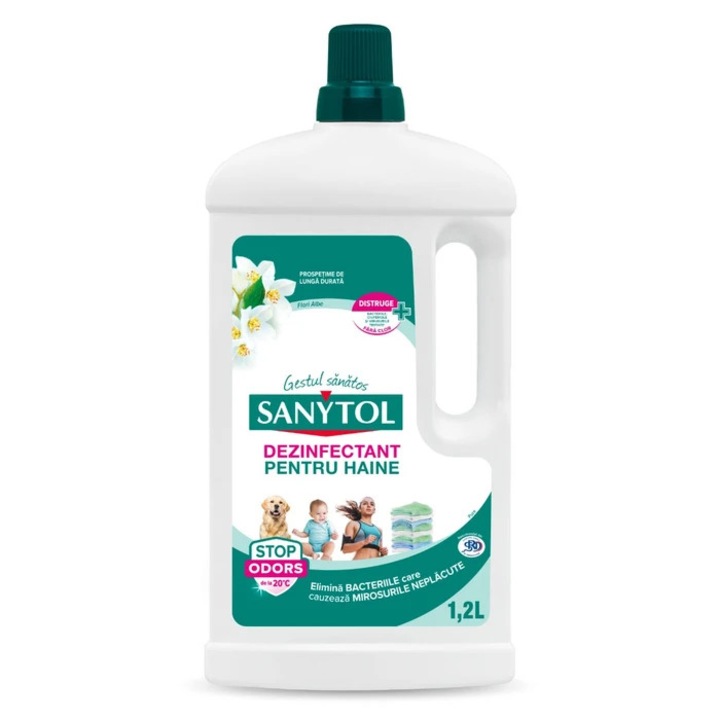 Dezinfectant pentru haine Sanytol, 1.2L, flori albe, fără clor