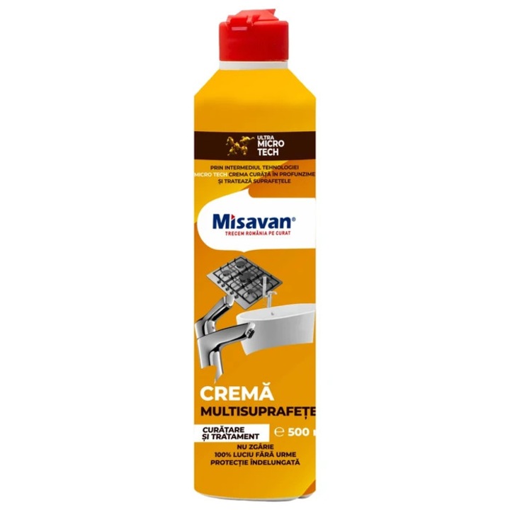 Crema pentru curățare multisuperficială Misavan 500 ml, ideală pentru baie și bucătărie, consistență cremoasă
