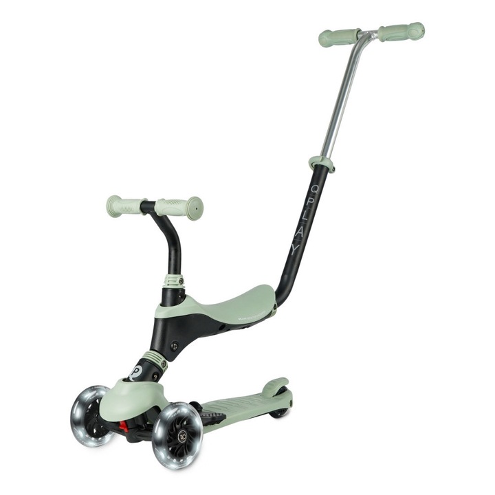 Qplay Sema Pro 3 az 1-ben roller, zöld, 12-72 hónapos gyermekeknek, gumikerekekkel, lábtartóval