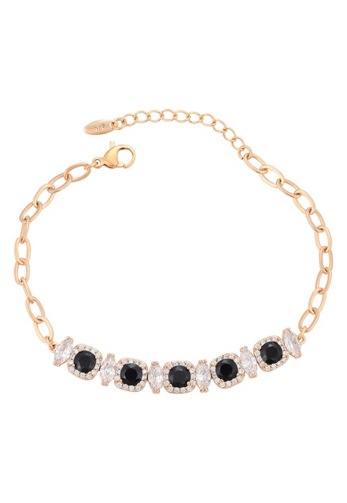 Bratara dama, Joella, tip lant, cu cristale, aurie, one size