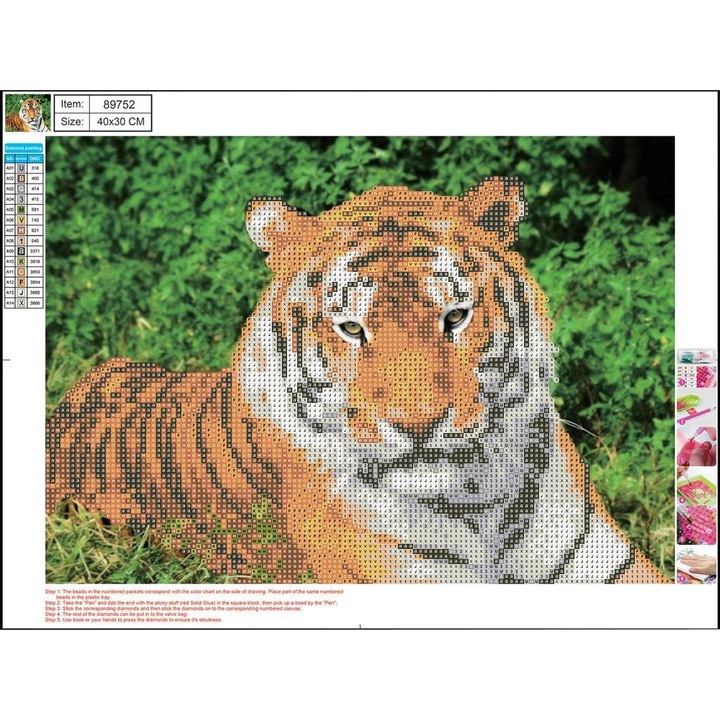 Комплект диамантена мозайка 5D, Centrum, Tiger, 30x40см