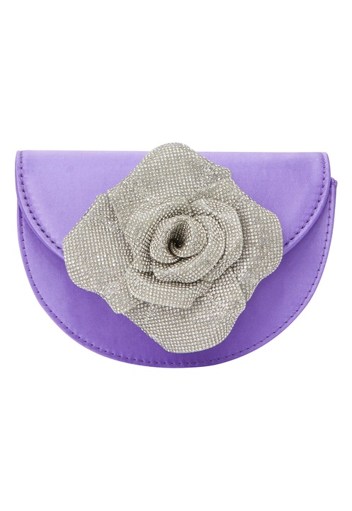 Joella női táska, lila, univerzális méret, háromdimenziós virágmintával