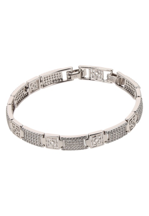 Bratara dama, Joella, mied, texturata, cu cristale, argintie, one size