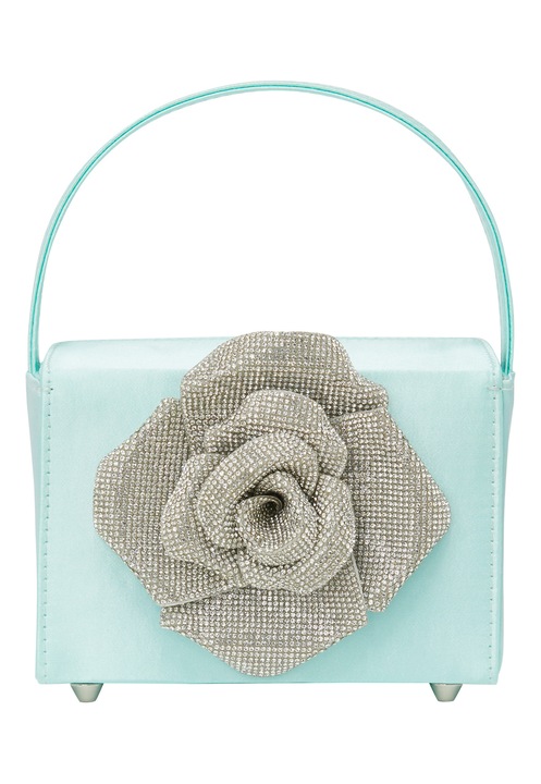 Női táska Joella, türkiz, univerzális méret, virágmintás, 100% poliészter anyag