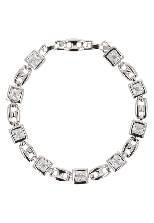 Bratara dama, Joella, design elegant, cristale stralucitoare, argintie, one size