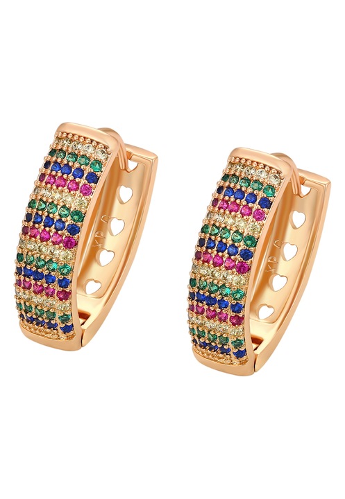 Cercei dama, Joella, roz, 100% cupru, design cu inima