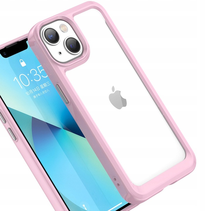 Huse telefoane Hurtel, Outer Space Case, etui hibrid cu spate rigid si rama flexibila, transparent, pentru iPhone 14 Plus