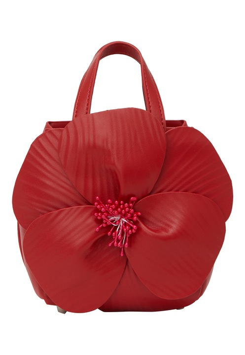 Geanta dama Joella, rosie, dimensiune unica, design floral, forma rotunda