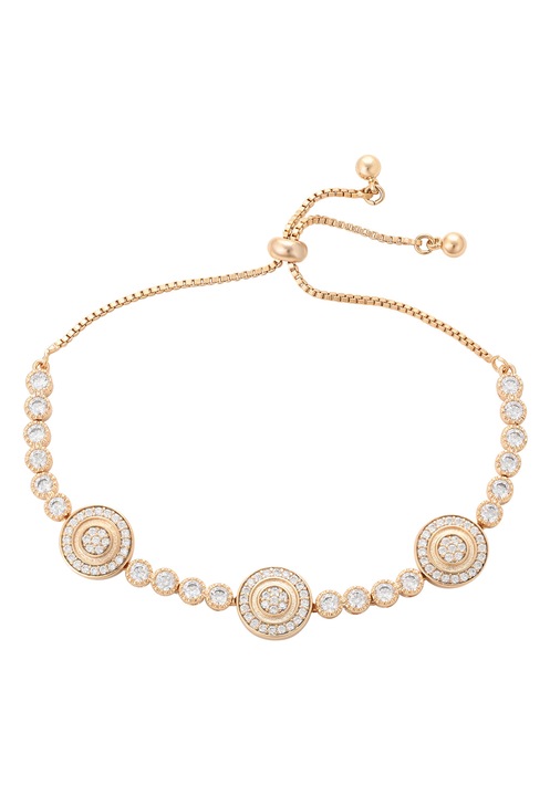 Bratara dama, Joella, box chain, cu cristale, aurie, one size