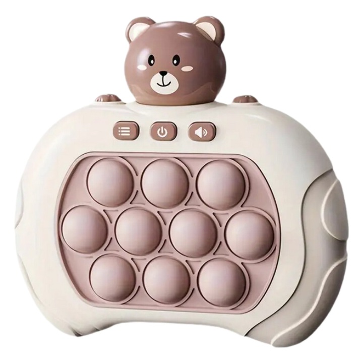 Jucarie interactiva copii, Pop It, set cu urs, antistres, 4 moduri de joc, multicolor, 20x20cm