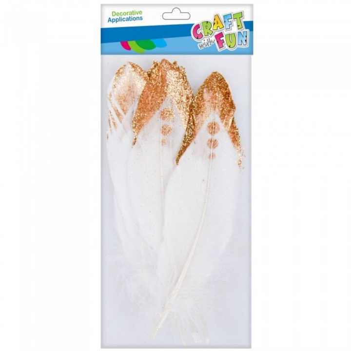 Starpak 4 darabos dekorációs kiegészítő szett, tollas díszek, arany, 17-22cm
