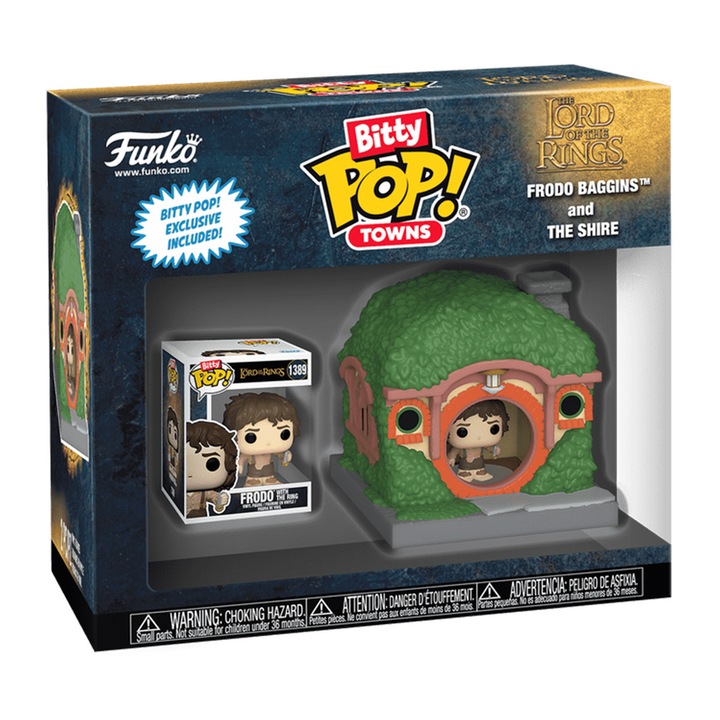 Set figurine de colectie Funko Bitty POP! Town − The Lord of the Rings: Frodo Baggins and Hobbit Hole