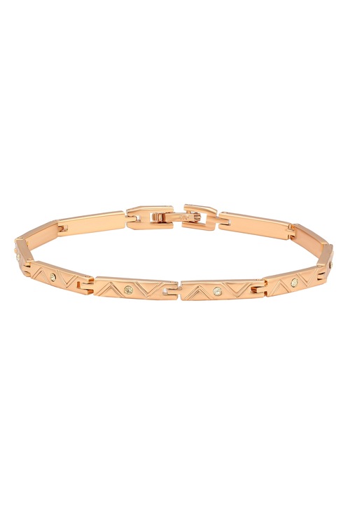 Bratara dama, Joella, cu textura, cu cyrkonii, aurie, one size