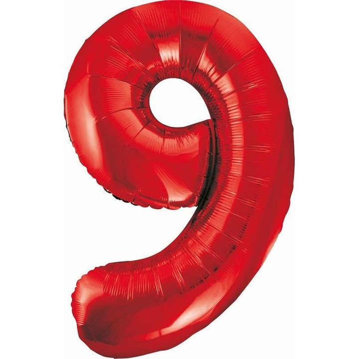 Балон Година цифра 9, червен, XXL - 85 см, фолиев балон с автоматичен клапан, декоративен комплект за партита