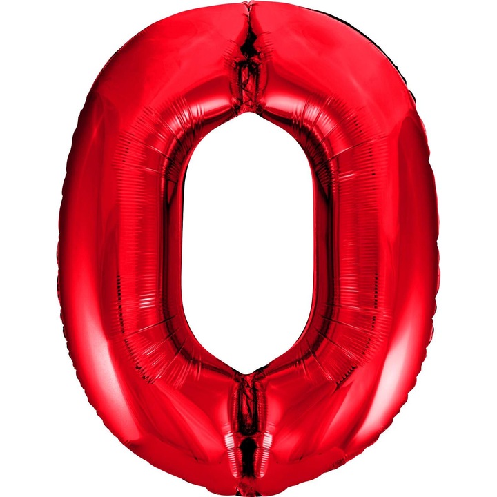 Балон GoDan цифра 0, червен, XXL 85см, фолиев балон с автоматичен клапан